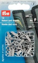Hakar och Hyskor mjukt stål No. 9 silverfärg, 12 st Hakar och Hyskor mjukt stål No. 9 silverfärg, 12 st