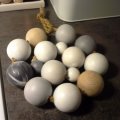Kundbild Obehandlade träbollar 30 mm ø 6 mm - 6-pack. med hål: Grytunderlägg, 2 cirklar med 50mm...