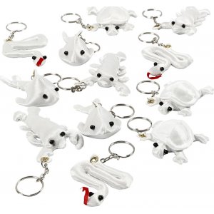 Textilfigurer med nyckelring - vit - 4 x 3 st Textilfigurer med nyckelring - vit - 4 x 3 st